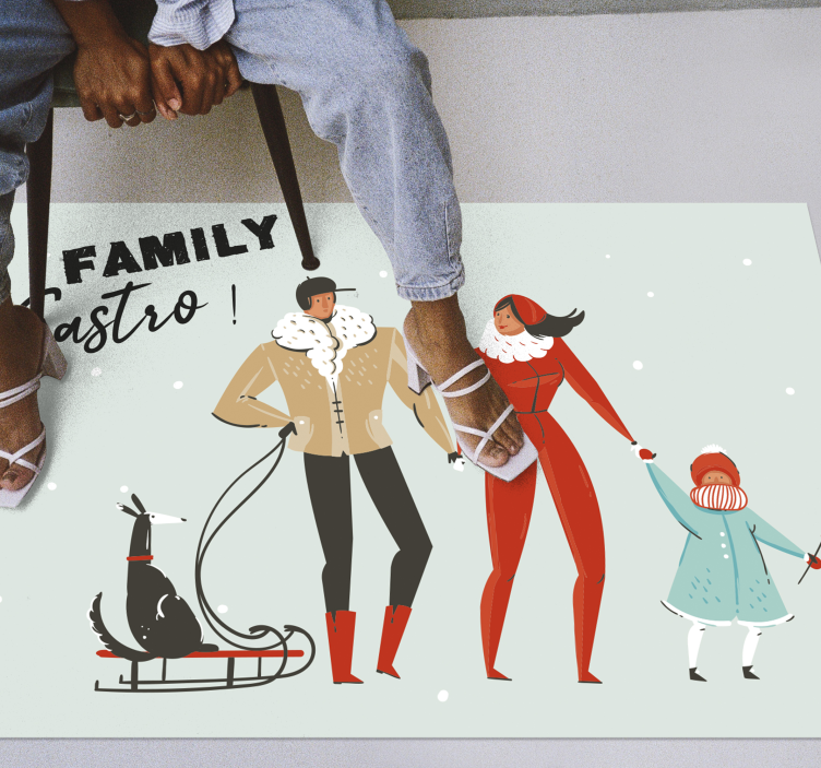 Tappeto vinile con nome famiglia invernale personalizzata - TenStickers