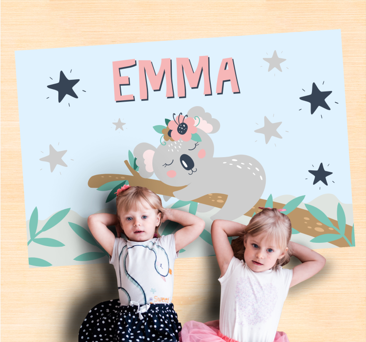 Tappeto vinile con nome notte dei koala - TenStickers