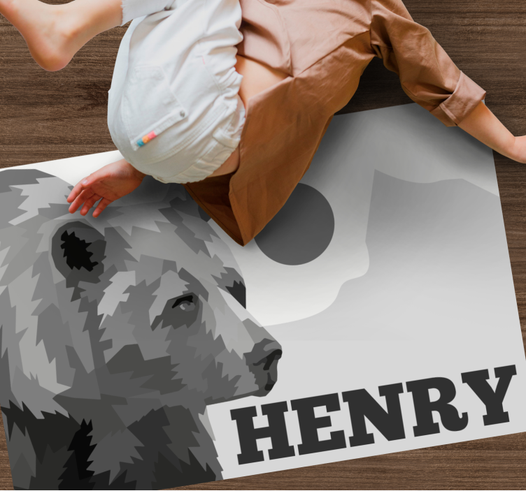 Tappeto vinile con nome orso personalizzabile - TenStickers