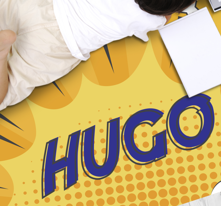 Tappeto vinile con nome raggi di sole eroici personalizzati - TenStickers