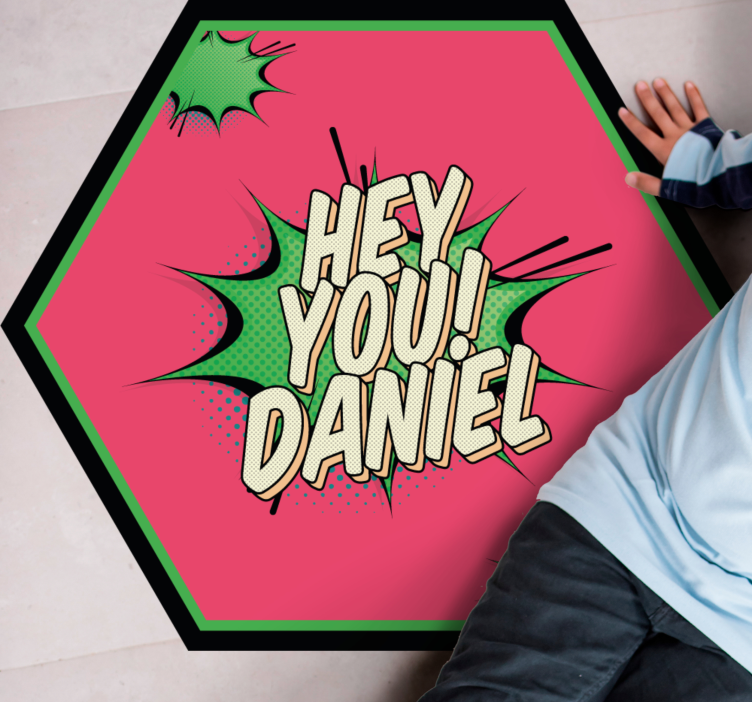 Tappeto vinile con nome saluto in stile fumetto - TenStickers