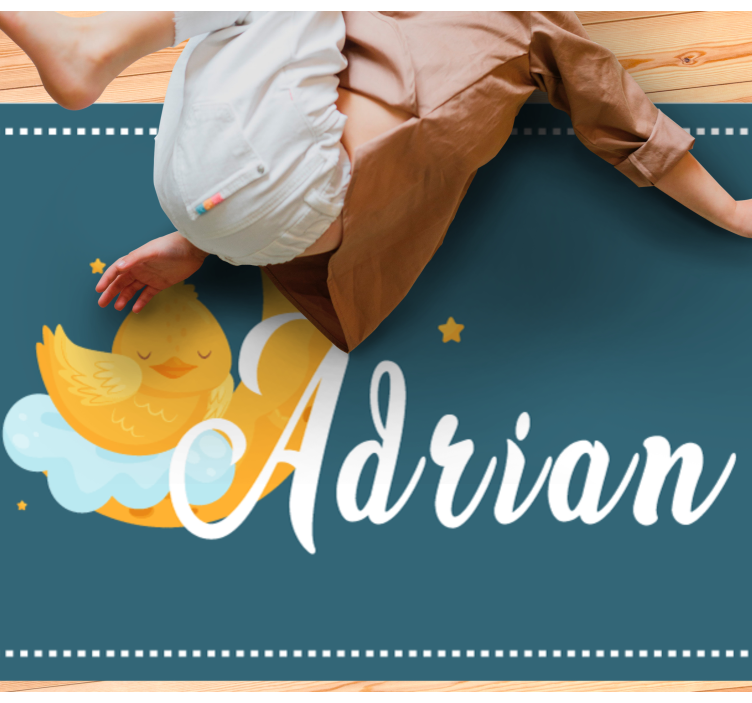 Tappeto vinile per bambini anatra addormentata con nome - TenStickers