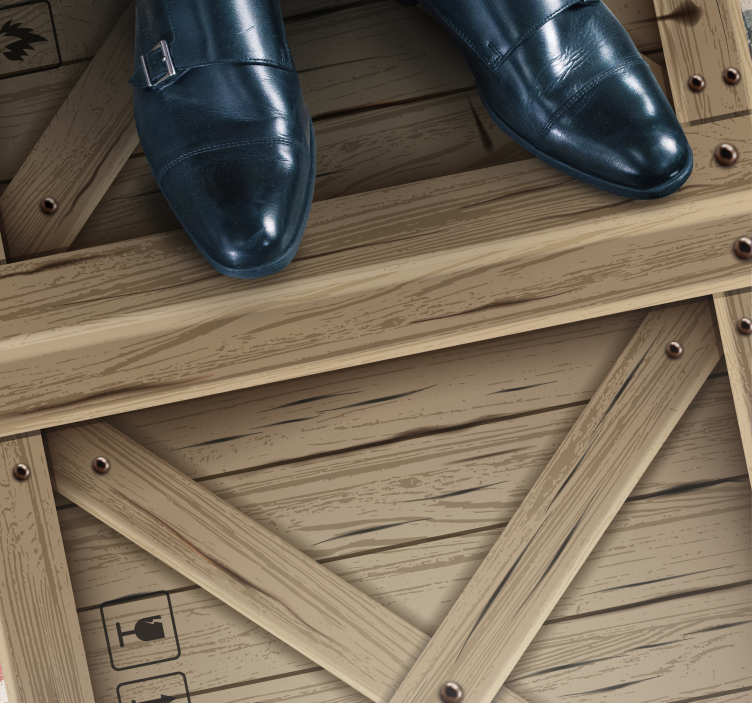 Tappeto vinile effetto legno illusione di cassa di legno - TenStickers