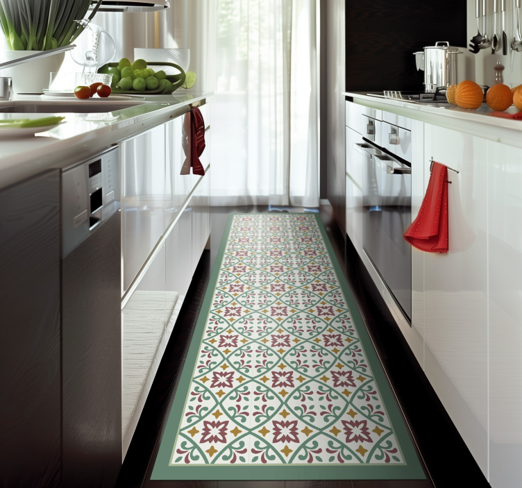 Tappeto pvc cucina elegante mosaico floreale - TenStickers