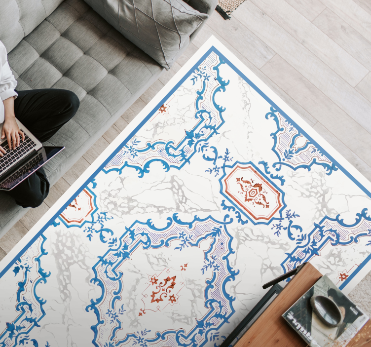 Tappeto vinile effetto marmo eleganti motivi blu - TenStickers