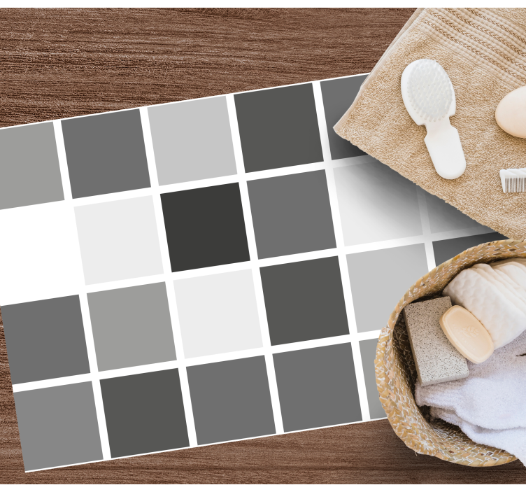Tappeto vinile bagno griglia di toni grigi - TenStickers