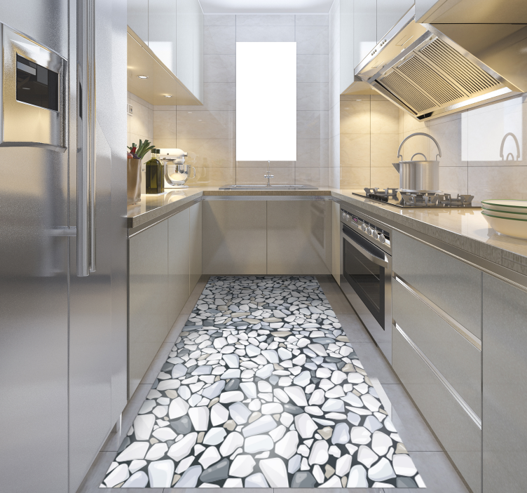 Tappeto pvc cucina disposizione di ciottoli - TenStickers