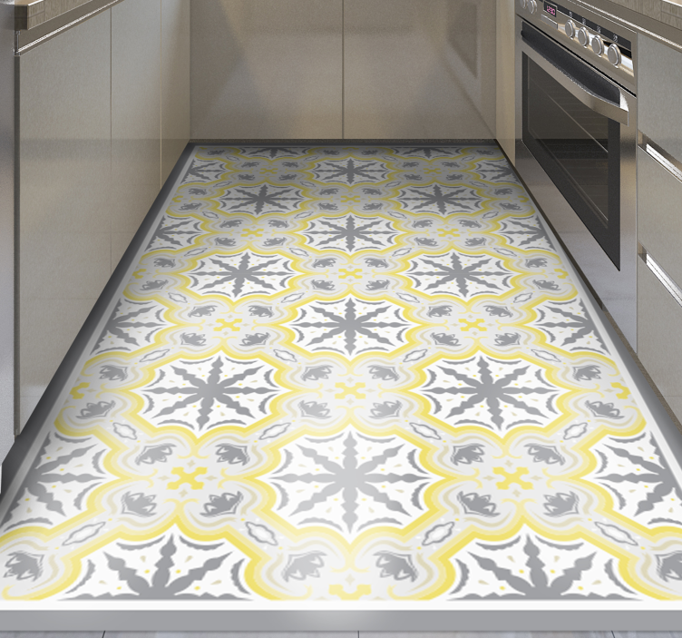 Tappeto pvc cucina motivo a stelle grigio e giallo - TenStickers