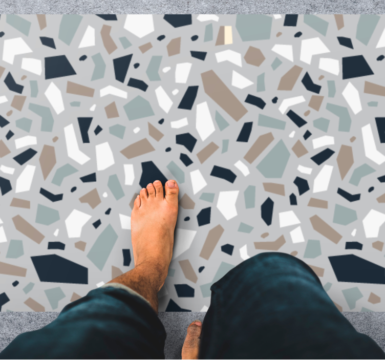 Tappeto vinile effetto pietra terrazzo grigio frammentato - TenStickers