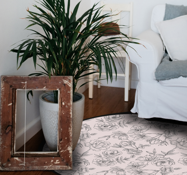 Tappeto vinile fiori cerchio con motivi floreali - TenStickers