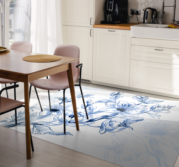 Tappeto vinile fiori concetto di fiore azzurro - TenStickers