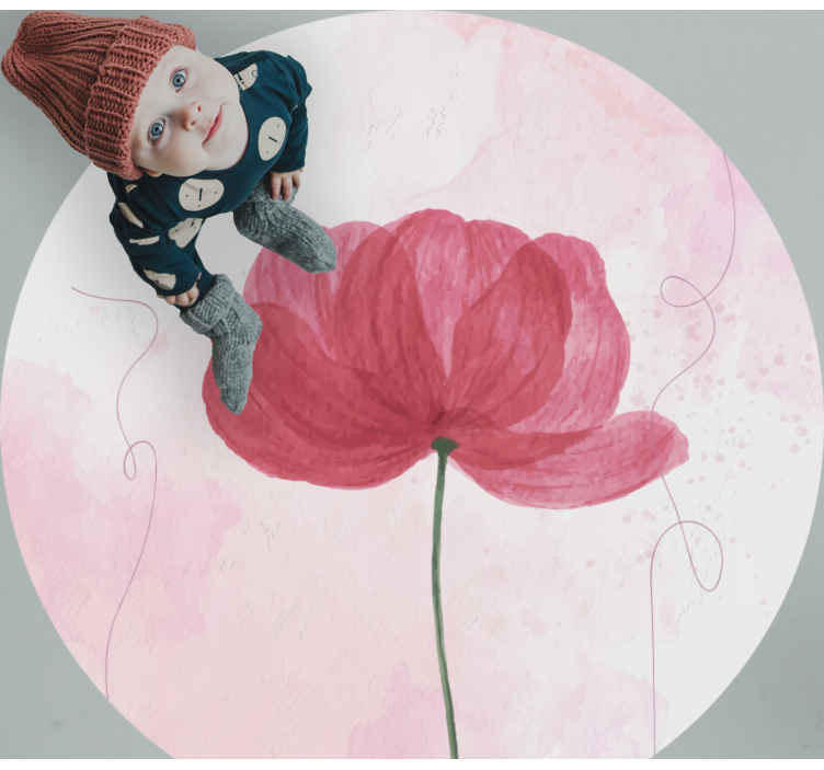 Tappeto vinile fiori disegno di papavero ad acquerello - TenStickers