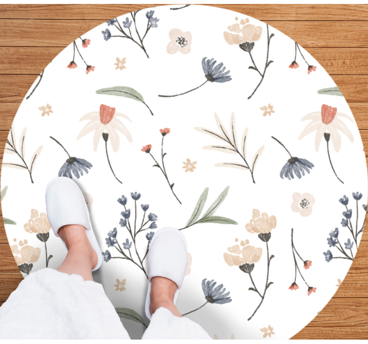 Tappeto vinile fiori design minimalista ed elegante - TenStickers