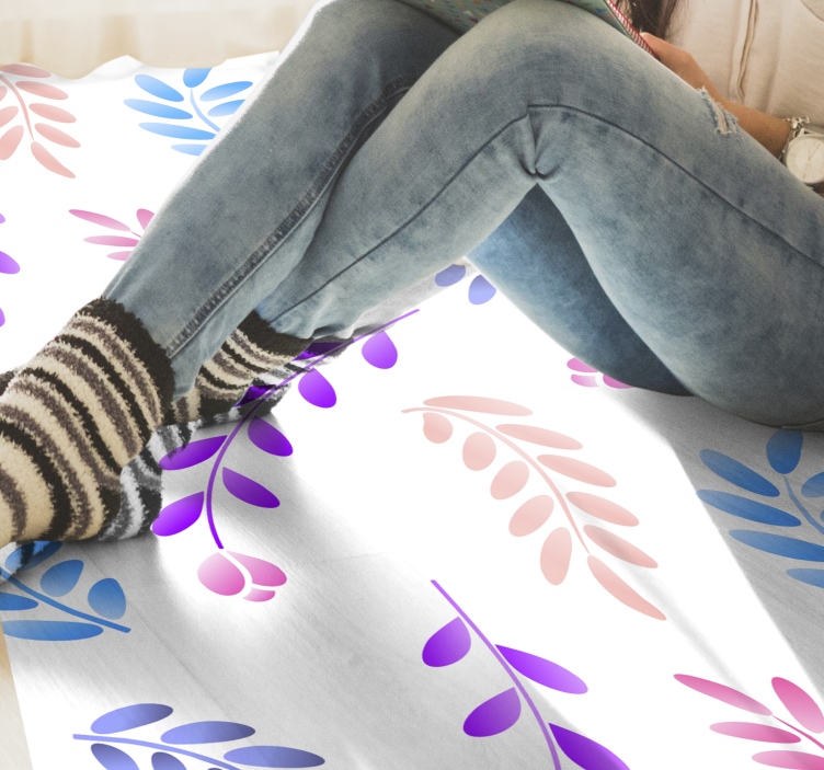 Tappeto vinile fiori elemento fogliare botanico - TenStickers