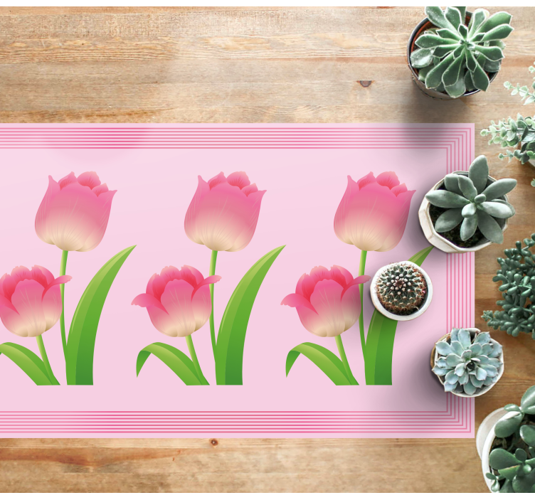 Tappeto vinile fiori esposizione di tulipani rosa - TenStickers