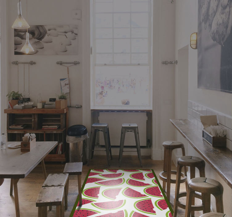 Tappeto vinile fiori modello di fetta di anguria - TenStickers