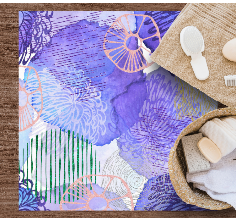 Tappeto vinile bagno motivi floreali a spirale - TenStickers