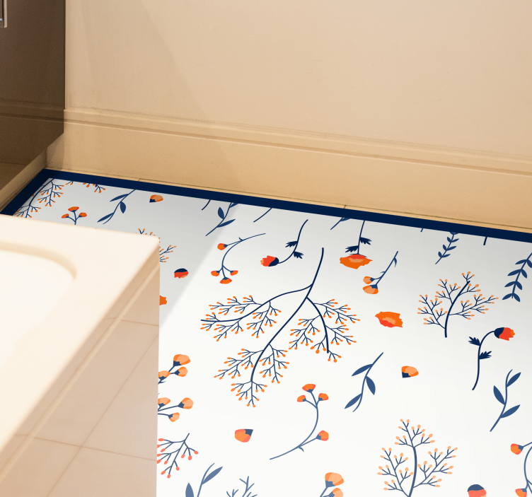 Tappeto vinile fiori motivo a rami floreali - TenStickers