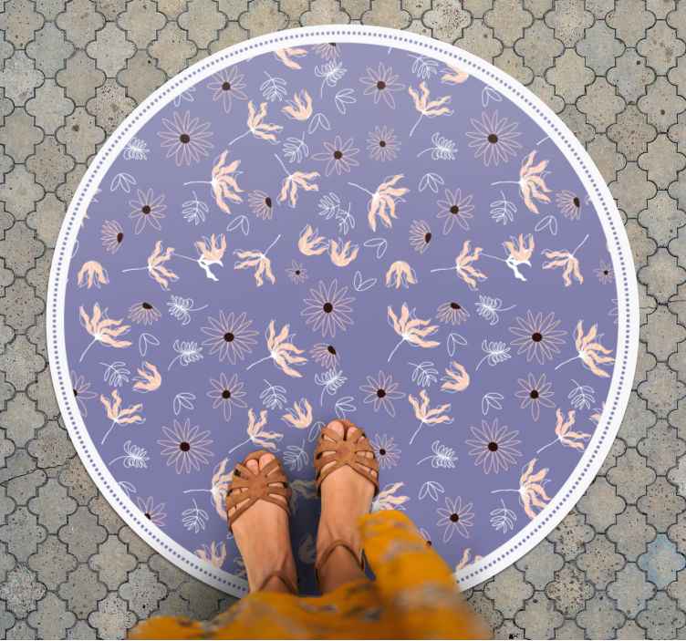 Tappeto vinile fiori motivo floreale viola - TenStickers