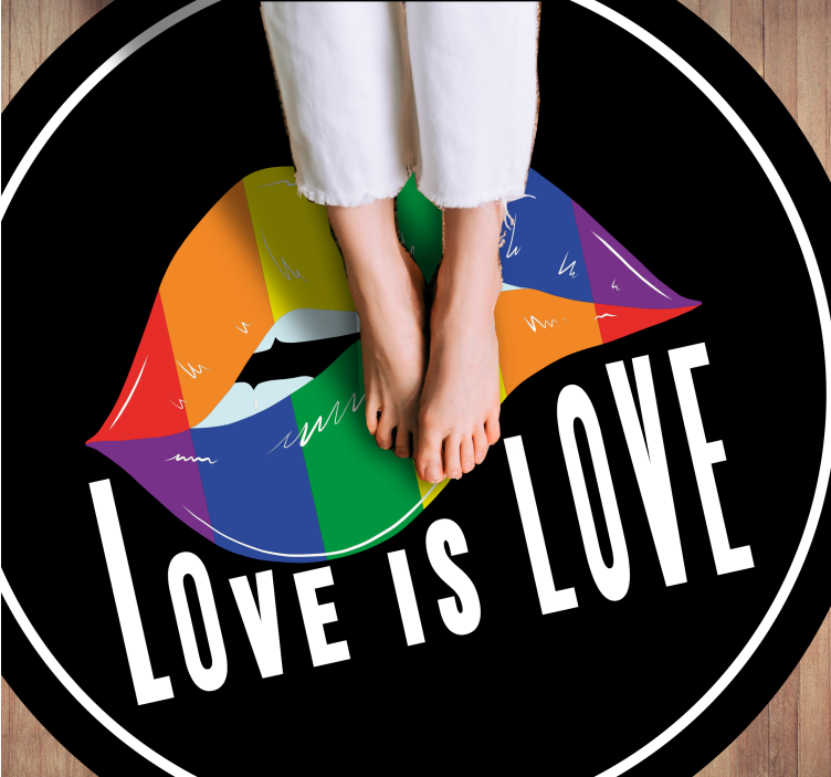 Tappeto vinile frase motivo labbra colorato - TenStickers