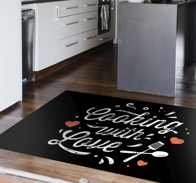 Tappeto vinile frase storia d'amore culinaria - TenStickers