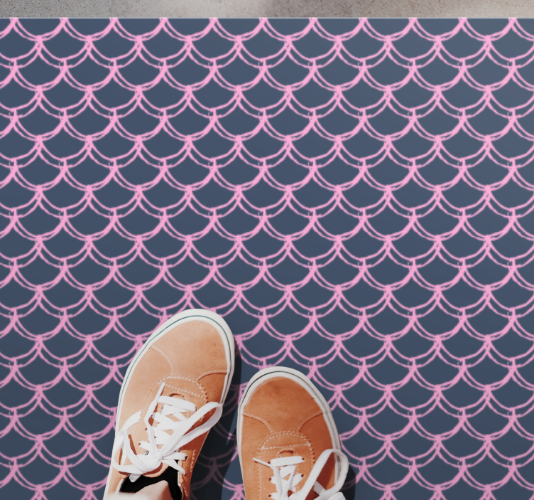 Tappeto vinile bagno linee scallop rosa - TenStickers