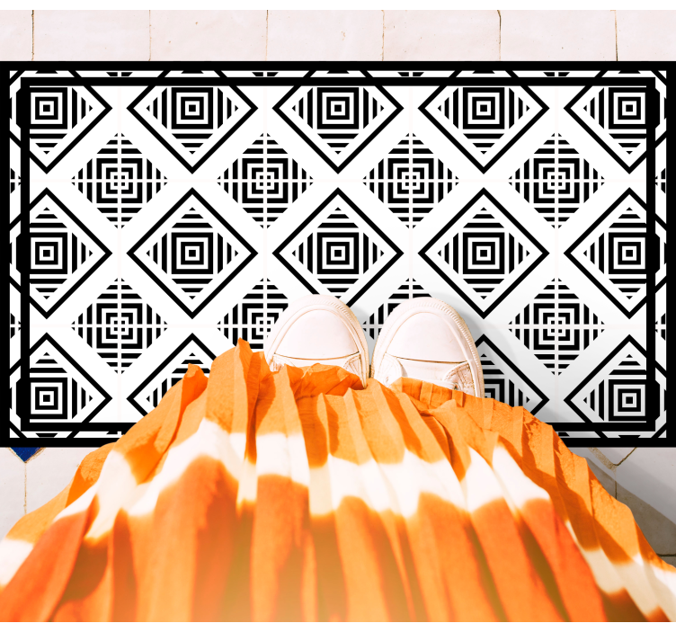 Tappeto vinile geometrico motivi monocromatici - TenStickers