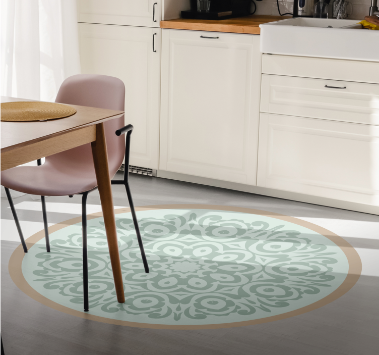 Tappeto vinile Mandala disposizione botanica rotonda - TenStickers