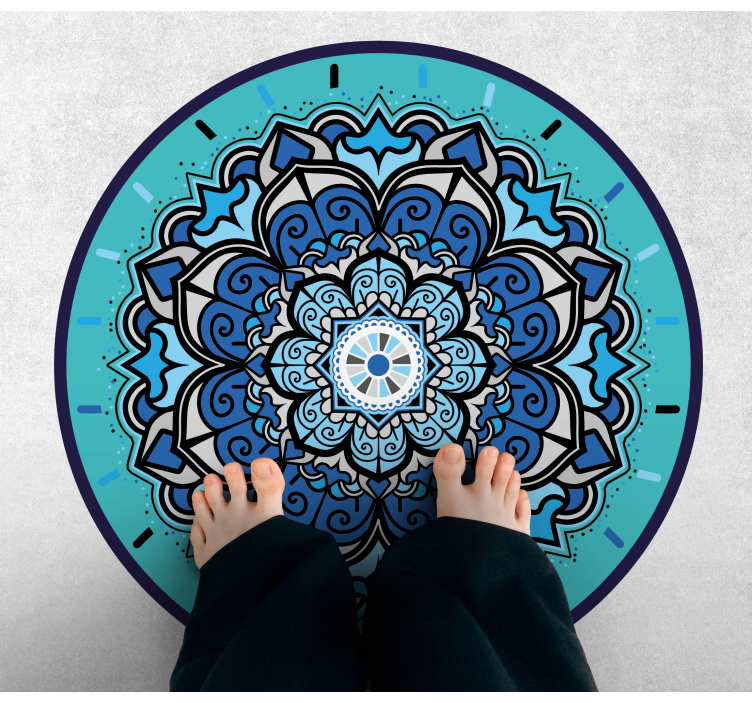 Tappeto vinile rotondo intricato mandala blu - TenStickers