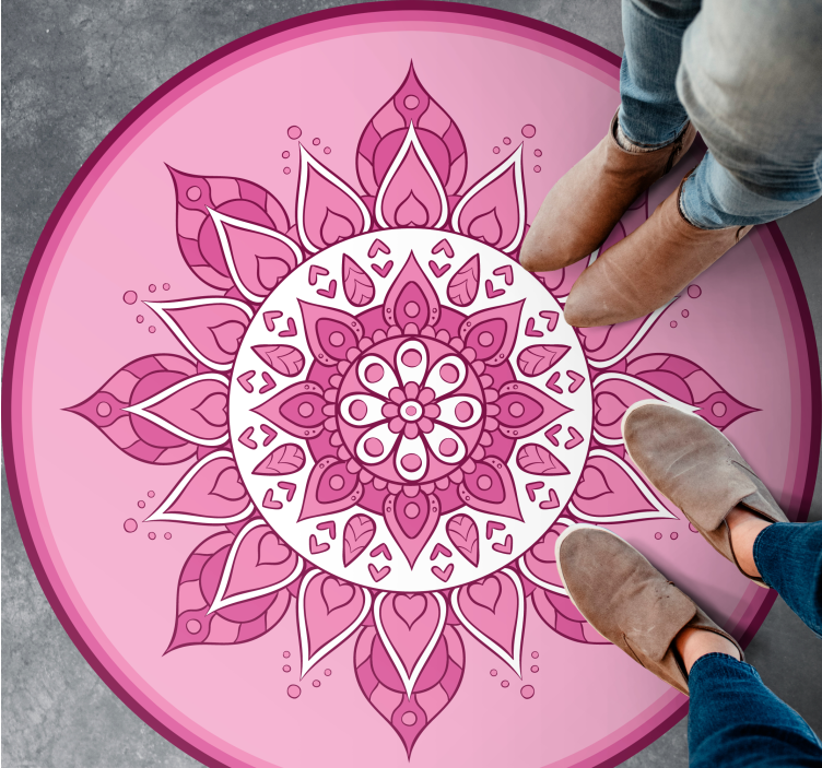Tappeto vinile Mandala meditazione floreale rosa - TenStickers