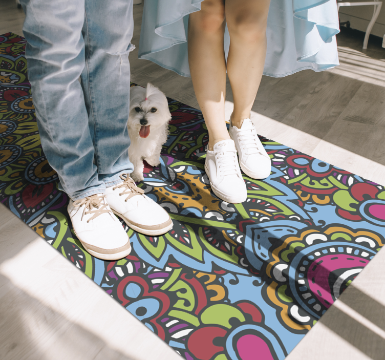 Tappeto vinile Mandala motivi floreali vivaci - TenStickers