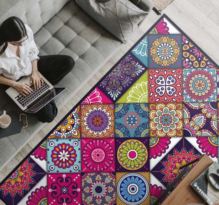 Tappeto vinile Mandala patchwork di piastrelle mandala - TenStickers