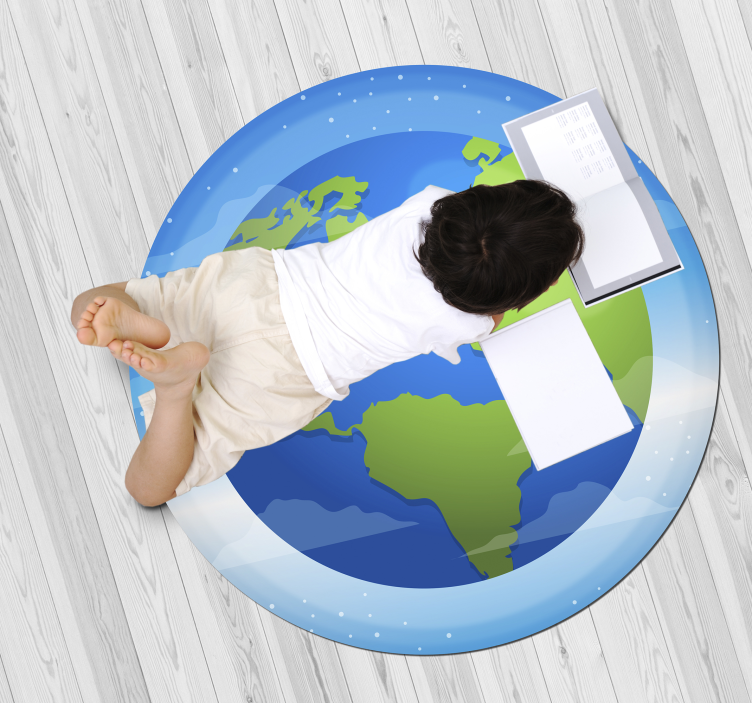 Tappeto vinile mappamondo cartografia circolare - TenStickers