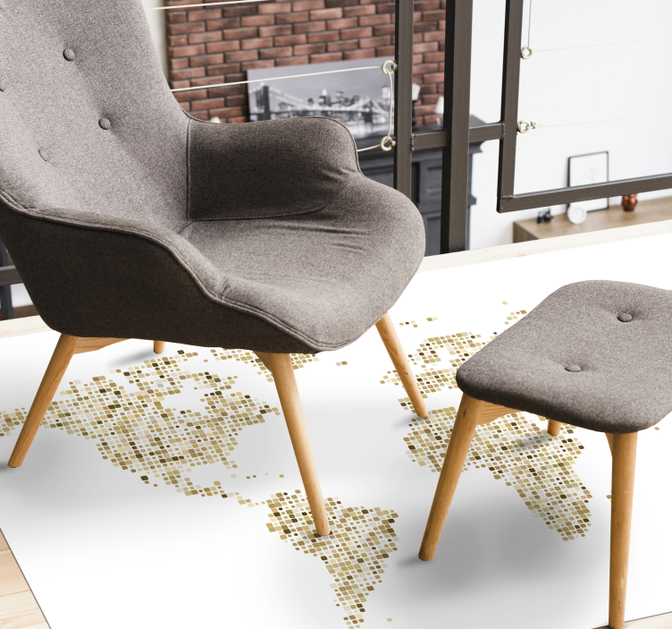 Tappeto vinile mappamondo contorno della mappa dorata - TenStickers