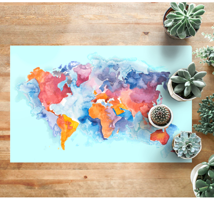 Tappeto vinile mappamondo mappa colorata del mondo - TenStickers