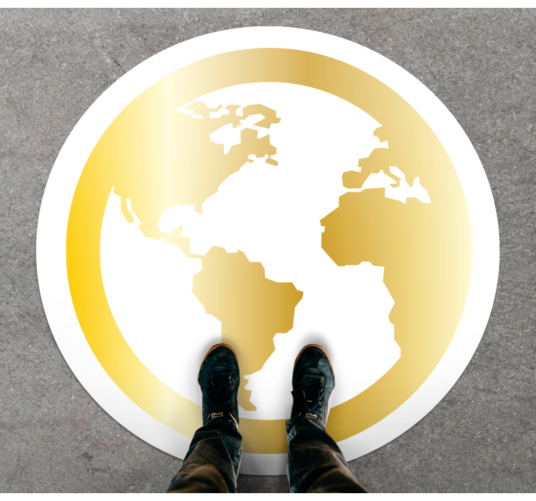 Tappeto vinile mappamondo motivo del globo dorato - TenStickers