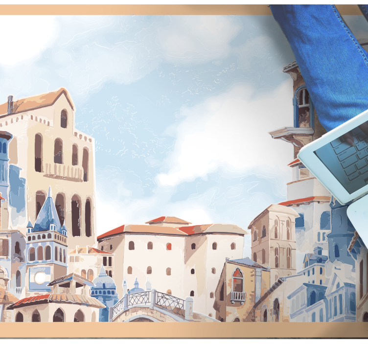 Tappeto vinile camera da letto paesaggio urbano costiero - TenStickers