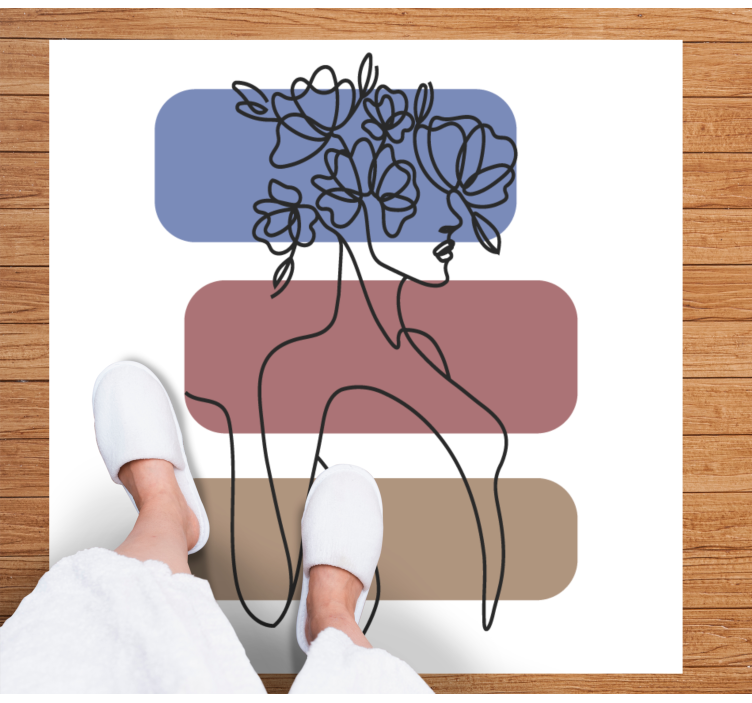 Tappeto vinile minimalista grazioso contorno botanico - TenStickers