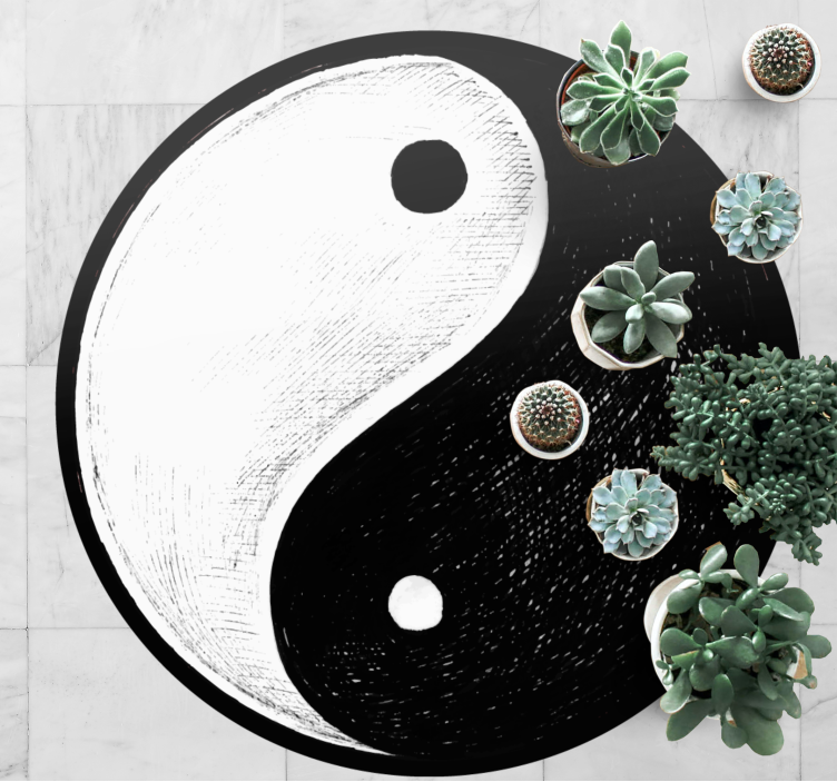 Tappeto vinile rotondo simbolo yin yang - TenStickers