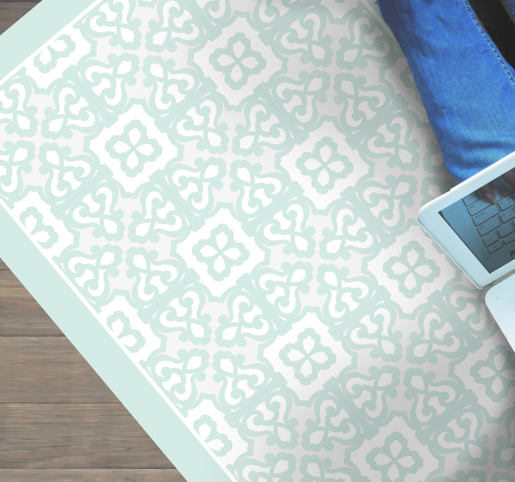 Tappeto vinile piastrelle turchese elegante - TenStickers
