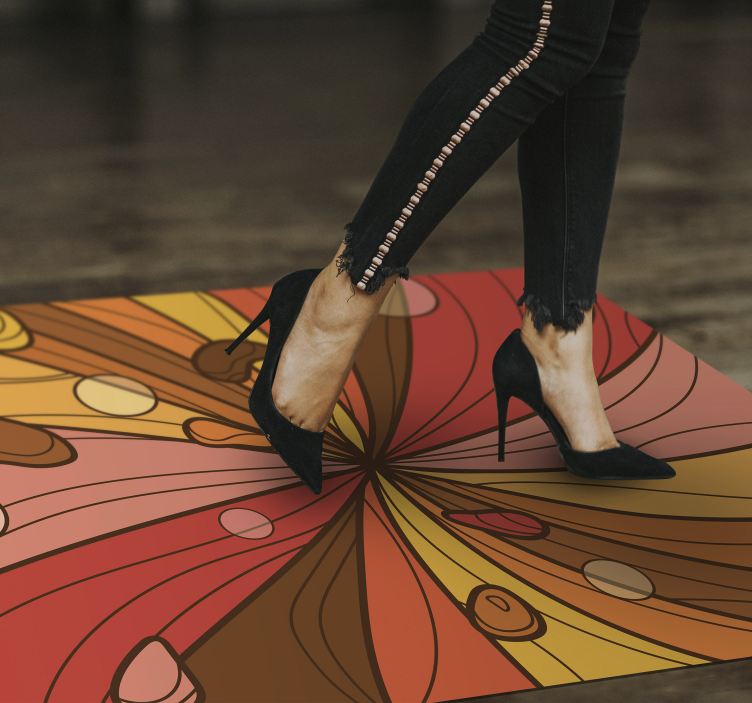 Tappeto vinile vintage fiore vorticoso - TenStickers