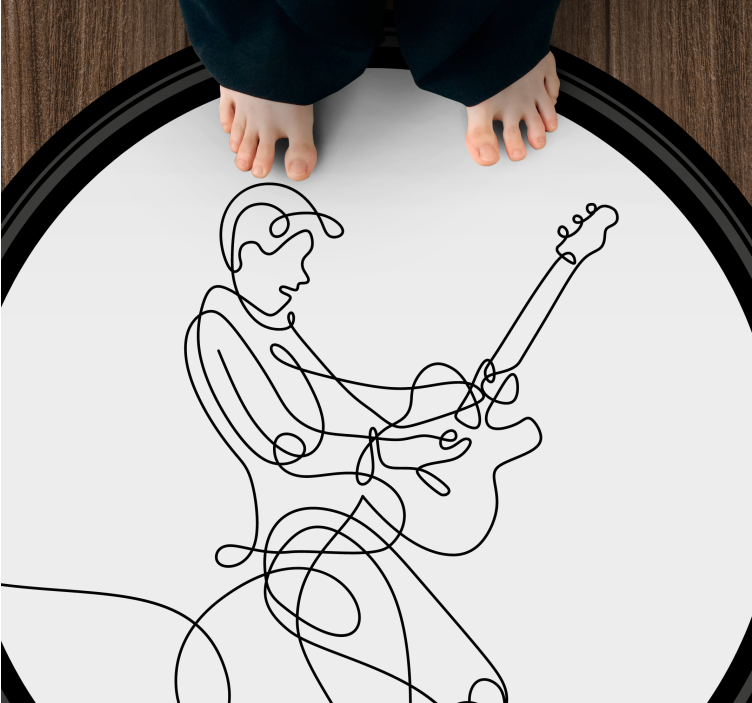 Tappeto vinile motivi musicista di disegno al tratto - TenStickers