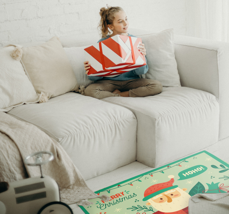 Tappeto Vinile Natale illustrazione festiva di babbo natale - TenStickers