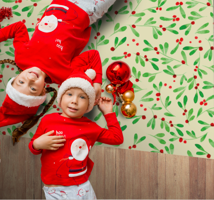 Tappeto Vinile Natale modello di bacche natalizie - TenStickers