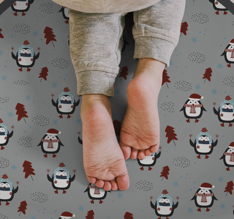 Tappeto Vinile Natale motivo festivo del pinguino - TenStickers