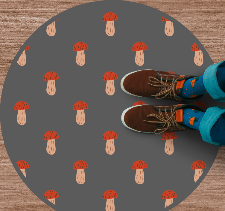 Tappeto pvc cucina rotondo con motivo a fungo - TenStickers