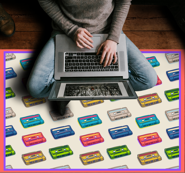 Tappeto vinile vintage cassette colorate - TenStickers