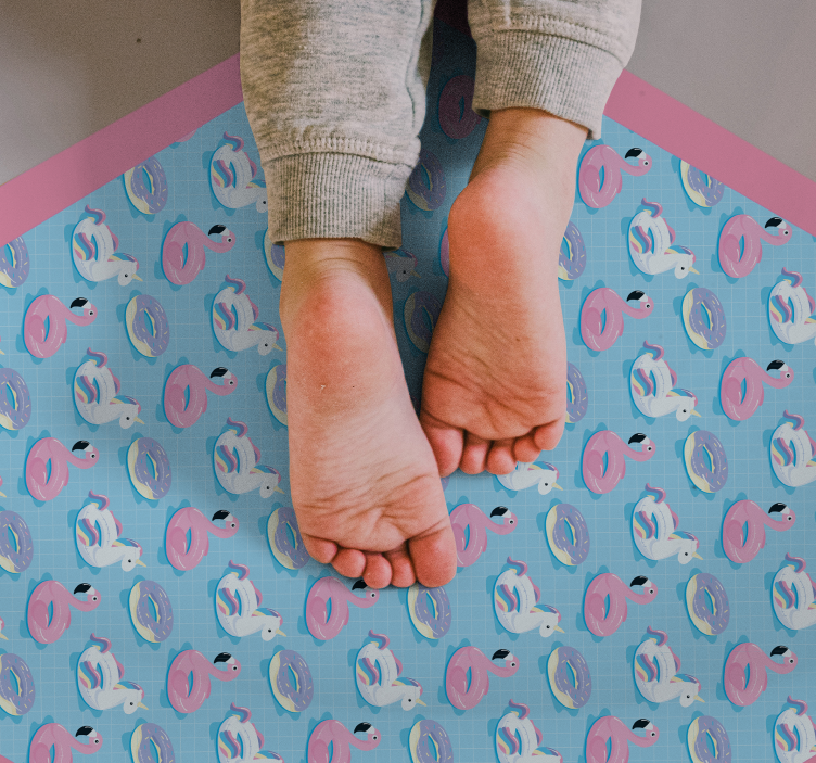 Tappeto vinile per bambini esagono di unicorno giocoso - TenStickers