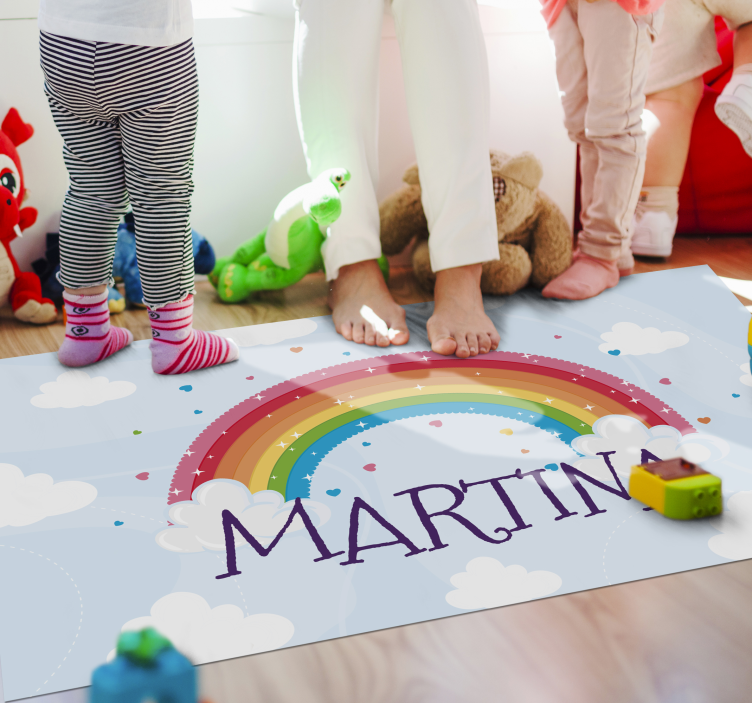 Tappeto vinile per bambini nome personalizzato arcobaleno - TenStickers