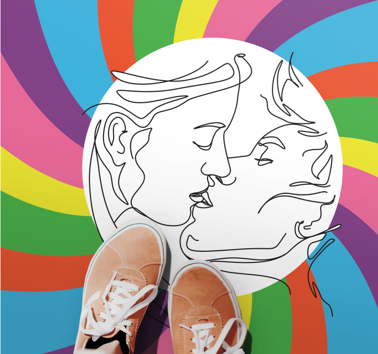 Tappeto vinile per bambini sagoma di bacio colorato - TenStickers